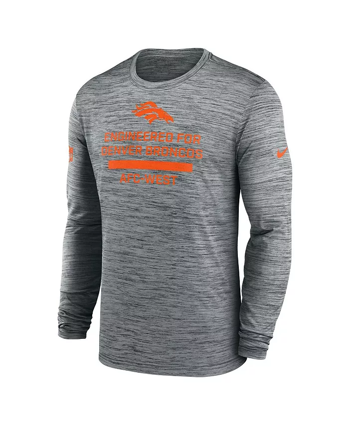 Мужская серая футболка с длинным рукавом Denver Broncos Sideline Velocity Performance Nike — фото 3