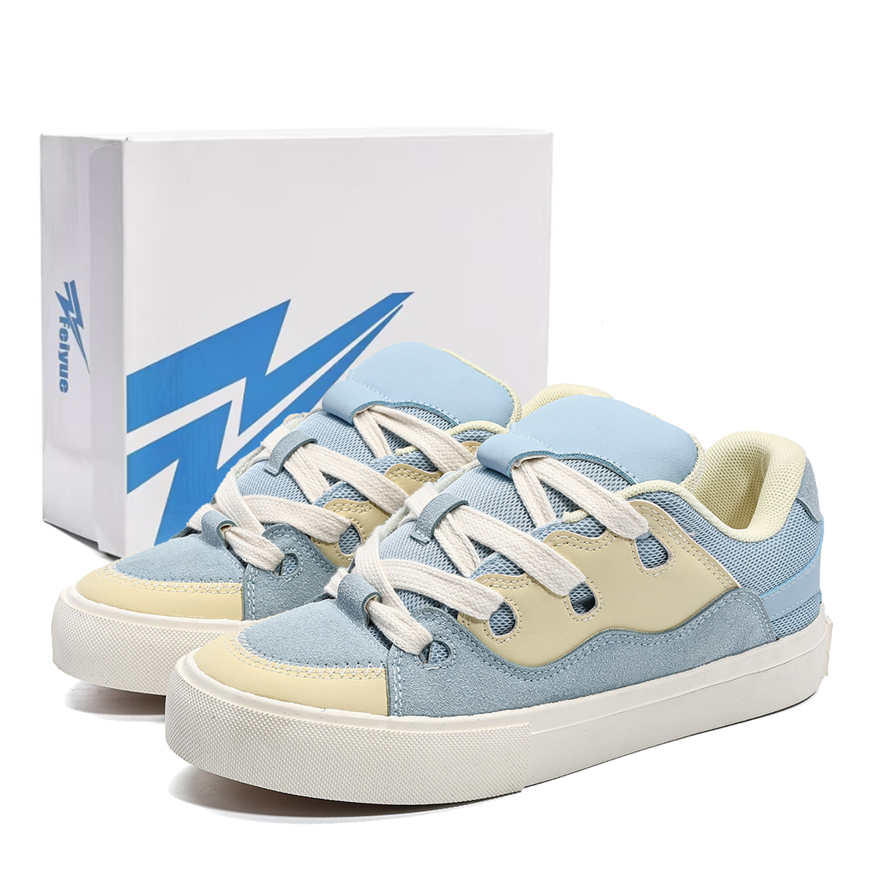 

Feiyue Скользоустойчивые износостойкие дышащие лоу-топ скейтборд кроссовки унисекс мультиколор - желтый синий, цвет Yellow Blue