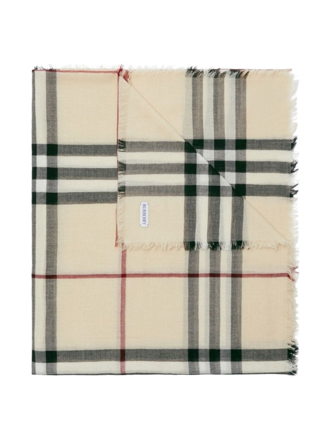Burberry шерстяной шарф в клетку с необработанным кроем, нейтральный цвет — фото 2