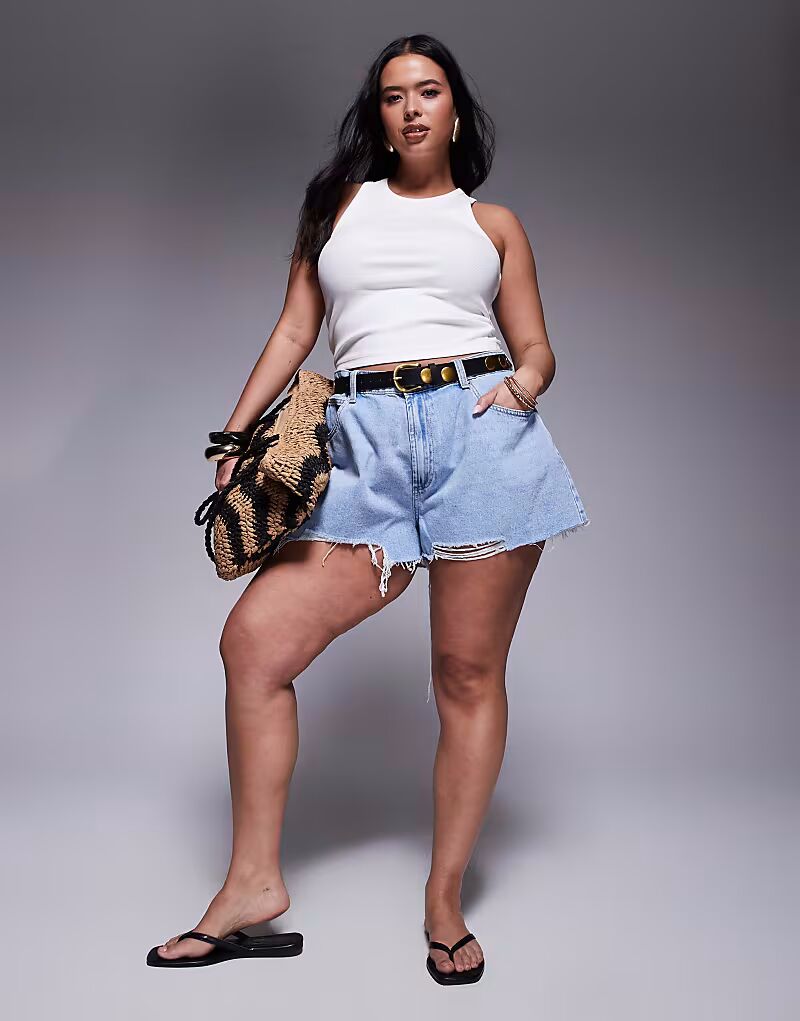 

Шорты ASOS DESIGN Curve A-силуэта светло-голубого цвета ASOS Curve
