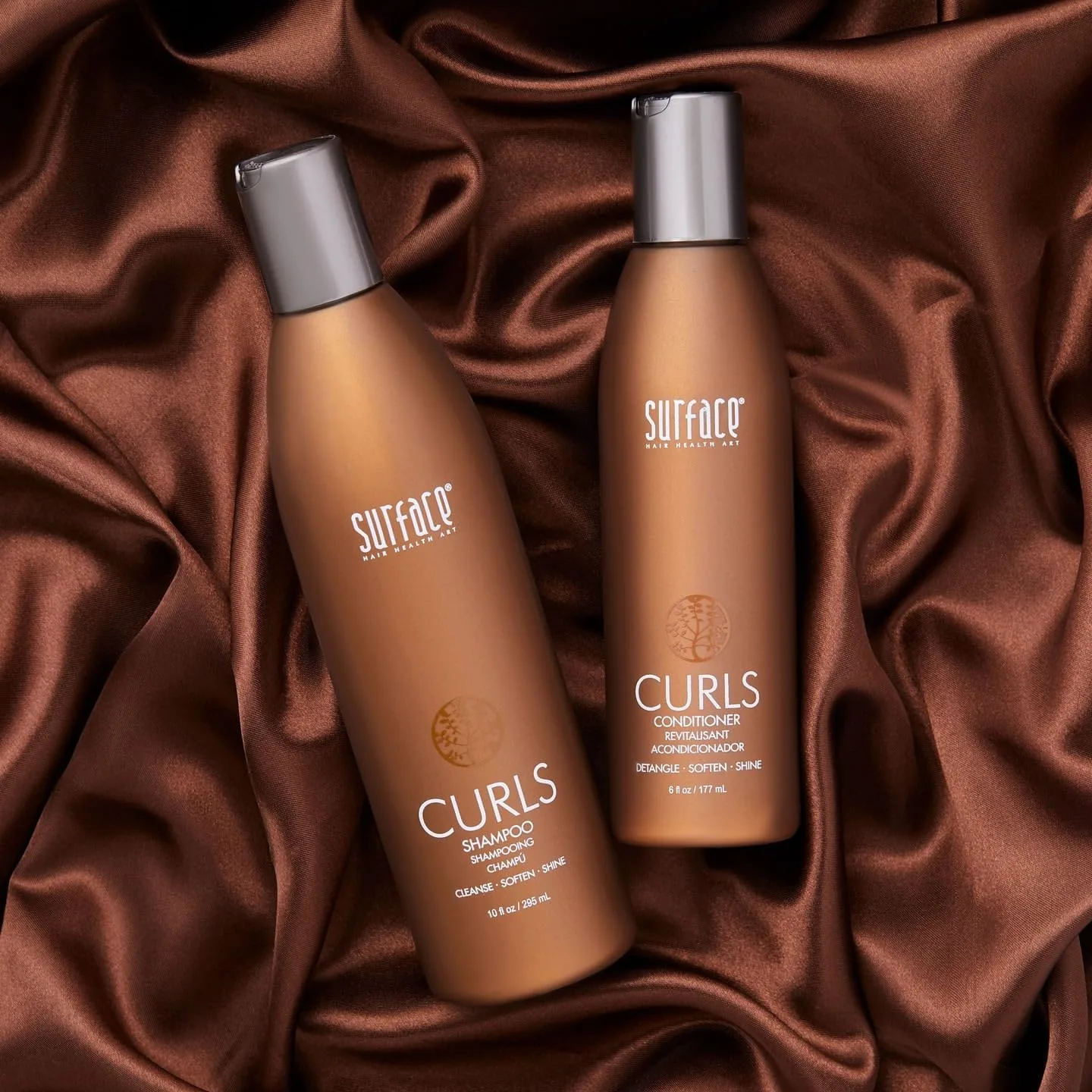 Набор из двух шампуня и кондиционера Surface Hair Curls для кудрявых волос, предотвращает пушение, подходит как для гладких, так и для четких укладок. — фото 4
