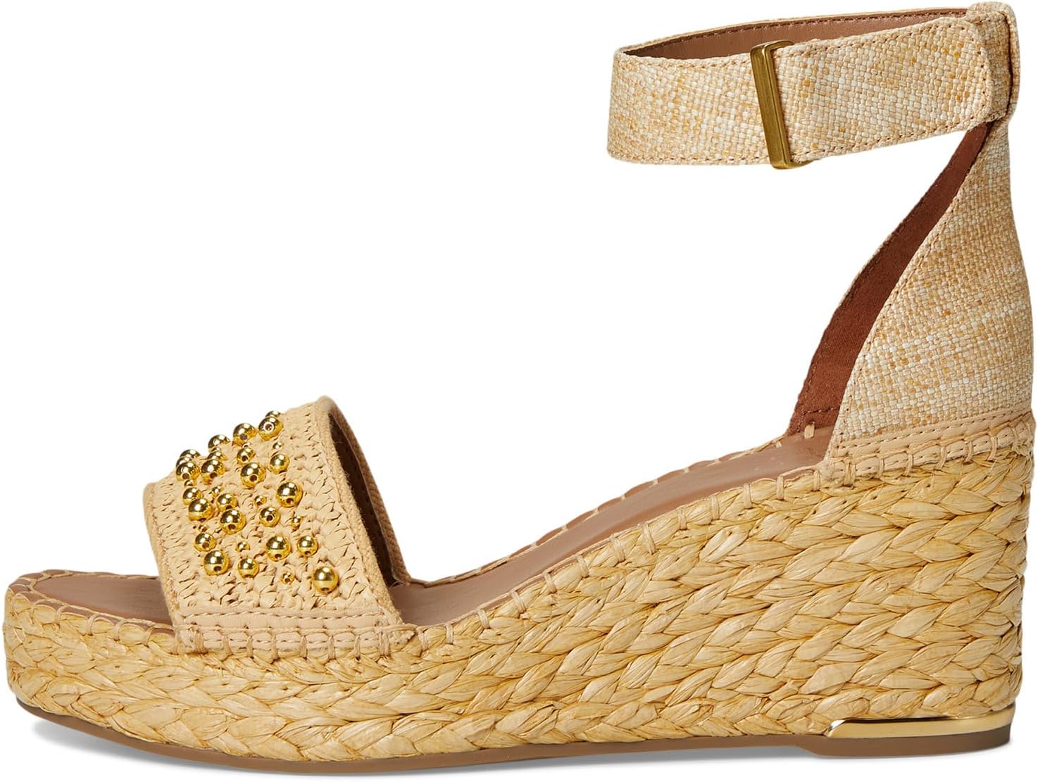 Туфли Franco Sarto Clemens Raffia Espadrille Wedge Heel Sandals, Natural Beige Raffia — фото 4