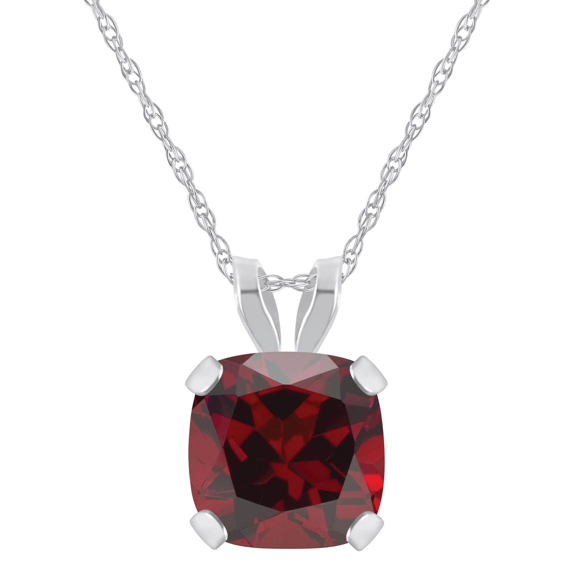 

Ожерелье с кулоном из 10-каратного золота с гранатом-кушоном, 6 мм Glistening Jewels, 10K White Gold
