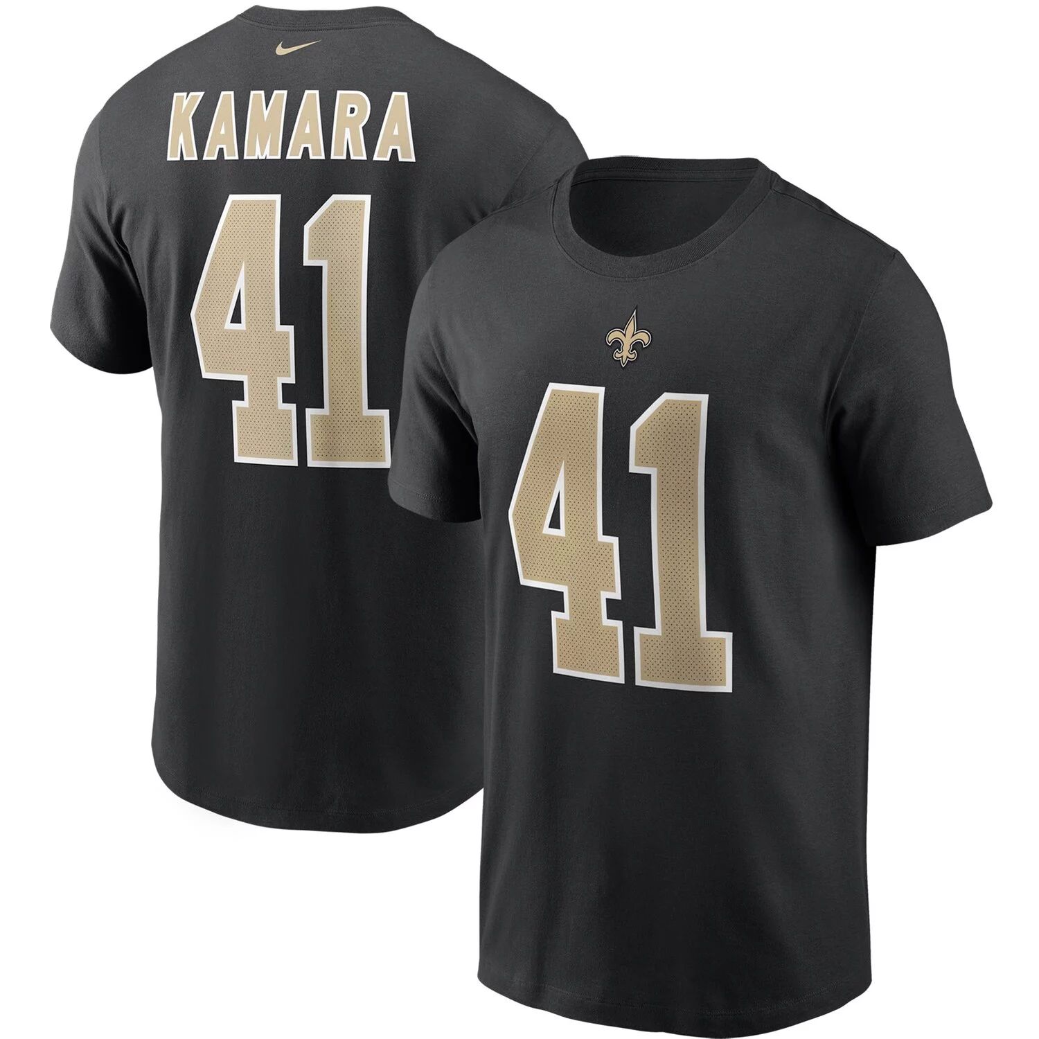 

Мужская черная футболка с именем и номером Alvin Kamara New Orleans Saints Nike, Черный, Мужская черная футболка с именем и номером Alvin Kamara New Orleans Saints Nike