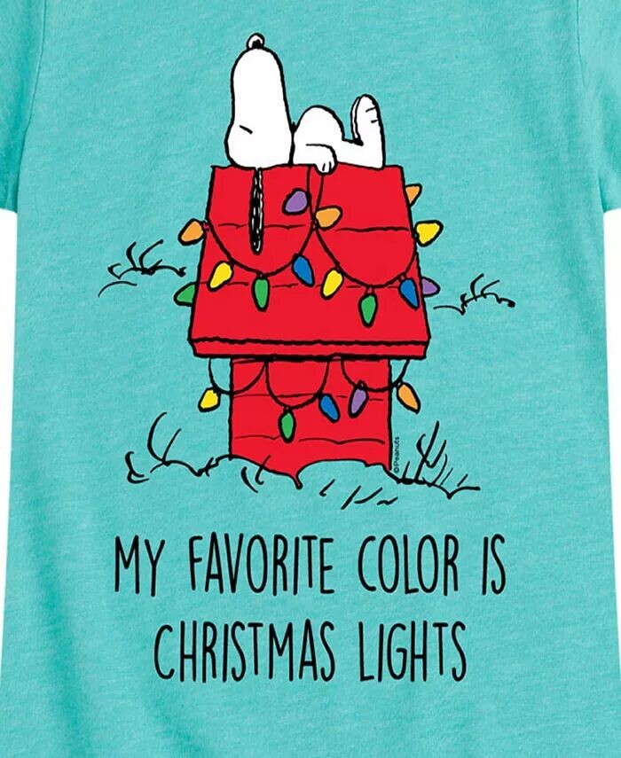Футболка с коротким рукавом Big Girls Snoopy Christmas House Graphic Peanuts, синий — фото 3