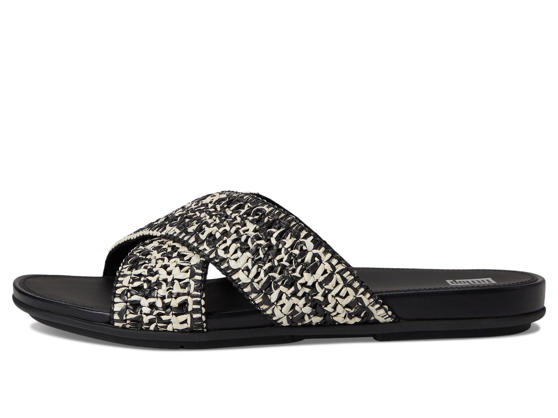 Сандалии FitFlop Gracie Woven Cross Slides, Black/Ivory Mix — фото 4