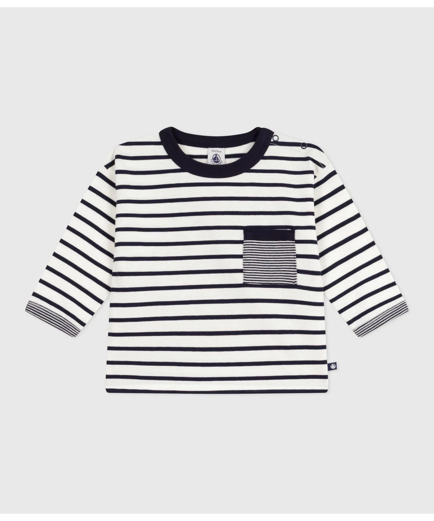 Детская футболка в полоску Petit Bateau, тёмно-синий