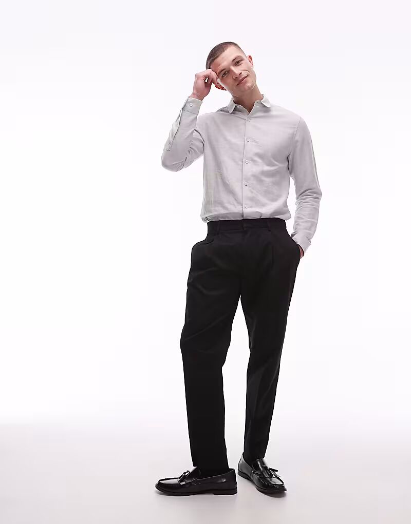 

Свободные брюки Topman из льняной смеси черного цвета