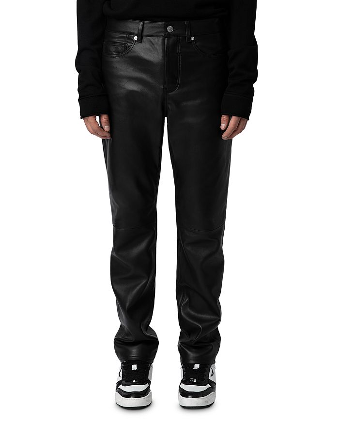 

Прямые кожаные брюки John Zadig & Voltaire, черный