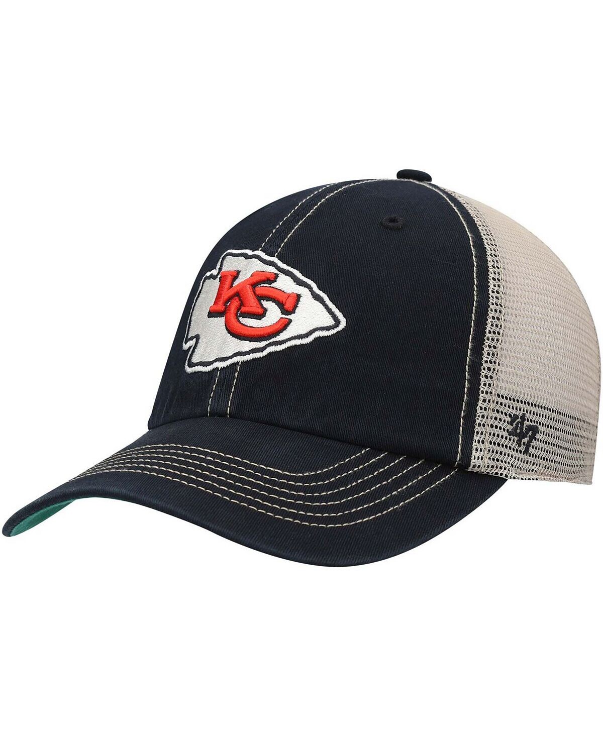 

Мужская черная натуральная кепка Kansas City Chiefs Trawler Trucker Clean Up Snapback '47 Brand