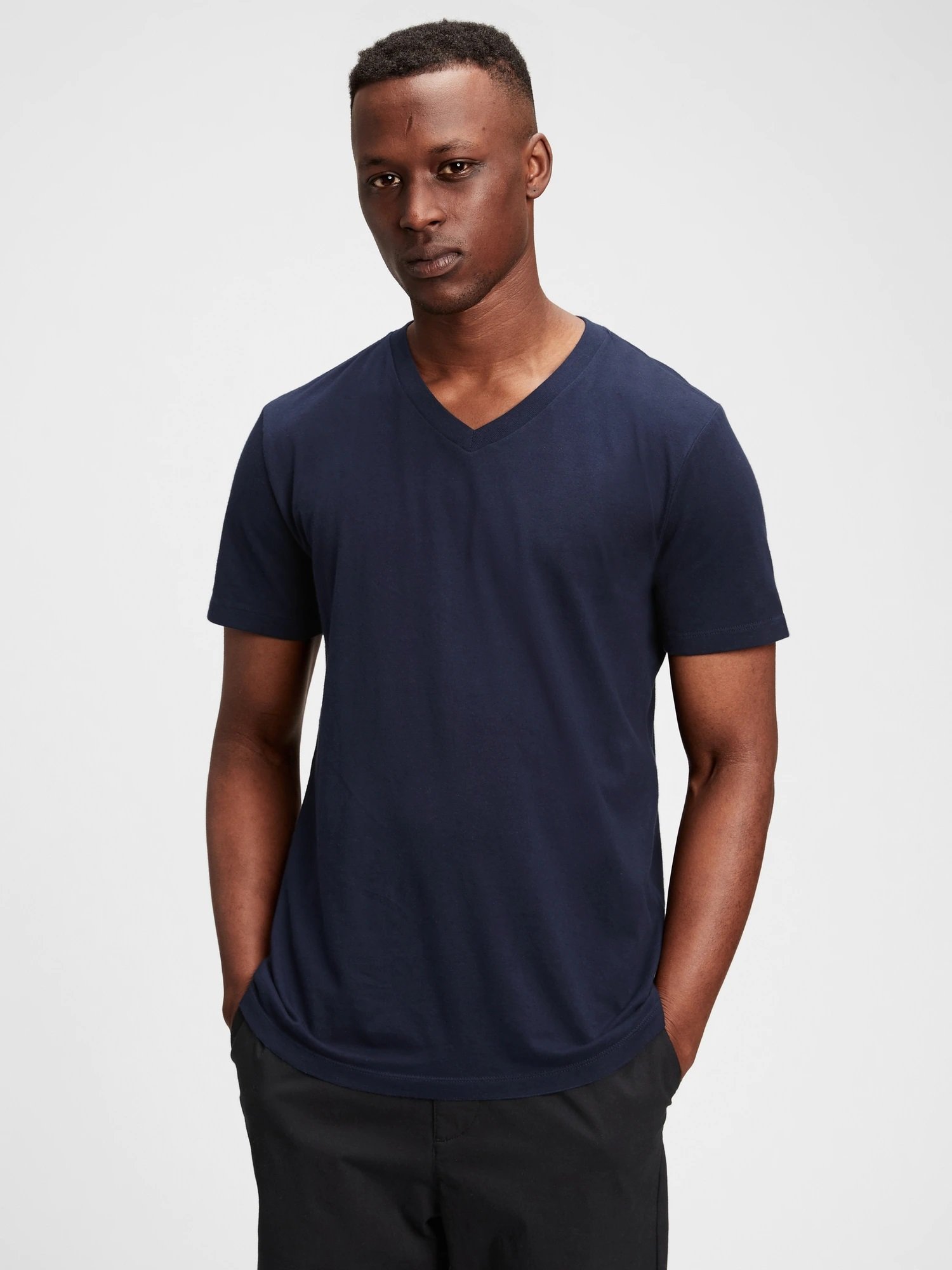 (M) Стандартная футболка с V-образным вырезом GAP, TAPESTRY_NAVY — фото 3