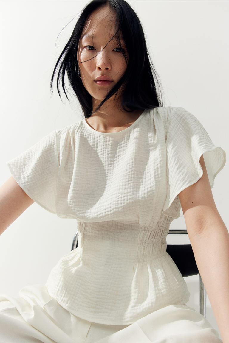 

Блузка из структурированной ткани H&M, белый