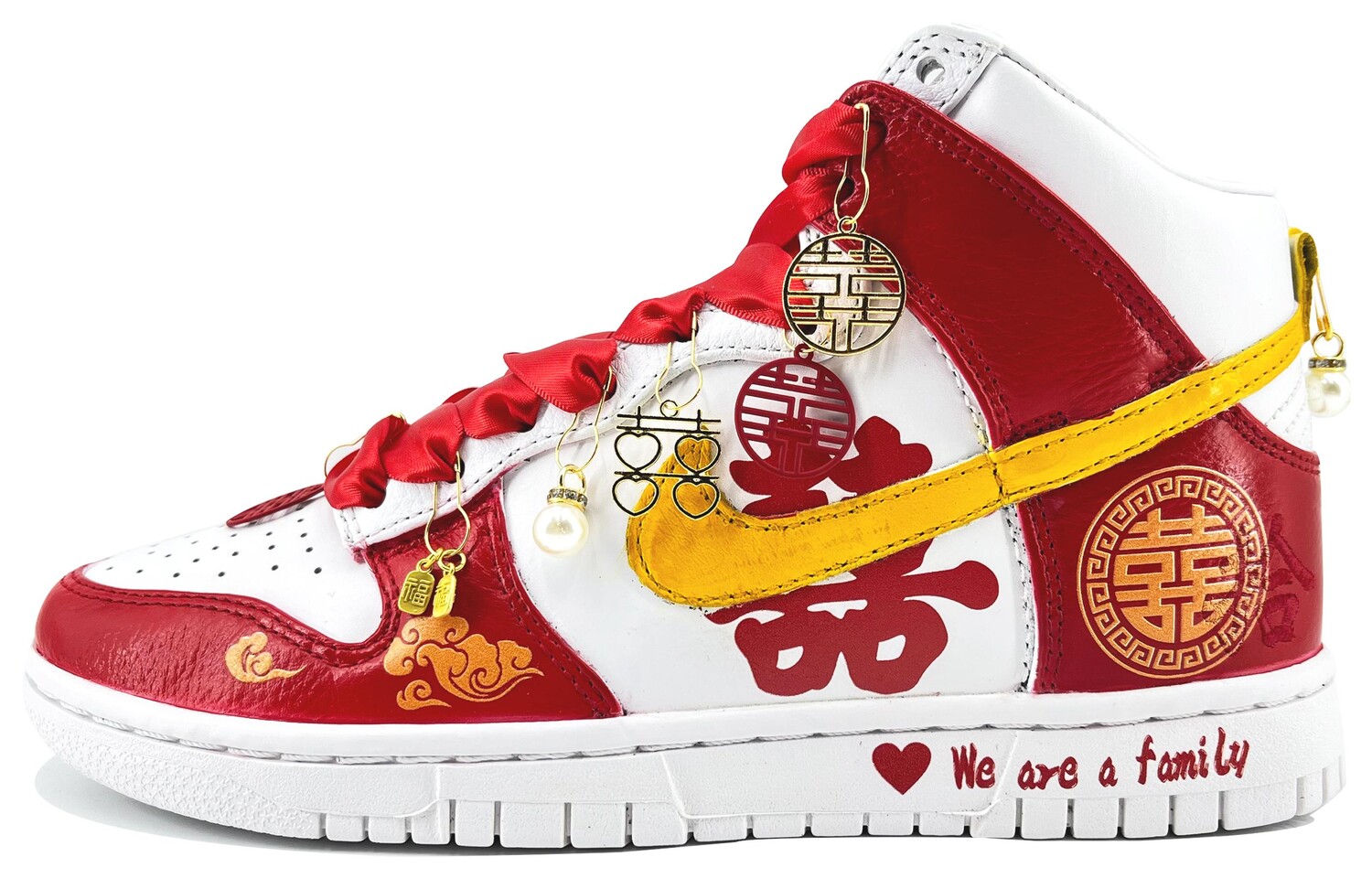 

Кроссовки Nike Dunk Skateboard Shoes Unisex High-Top Red White/Gold