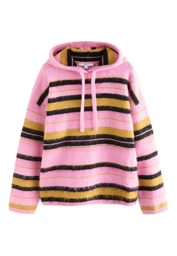 Худи стандартного кроя с начесом Next, Pink Multi Stripe — фото 4