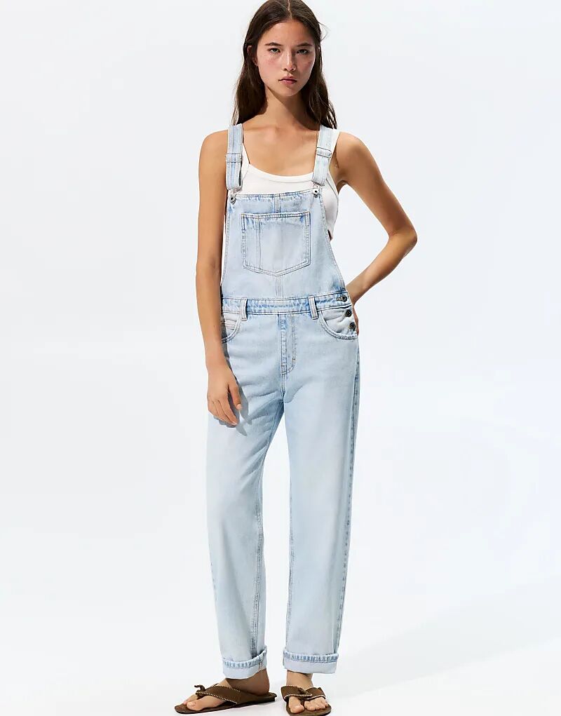 

Длинные джинсовые брюки Pull&Bear нежно-голубого цвета
