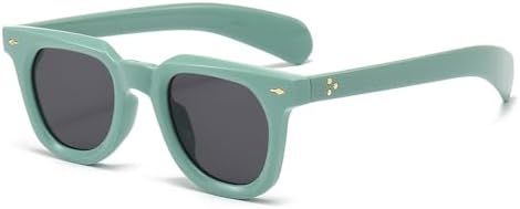 

2026 Квадратные солнцезащитные очки для женщин с заклепками, декоративные, в стиле ретро-панк, для мужчин, градиентные желтые солнцезащитные очки UV400 MTZJH, Green Black