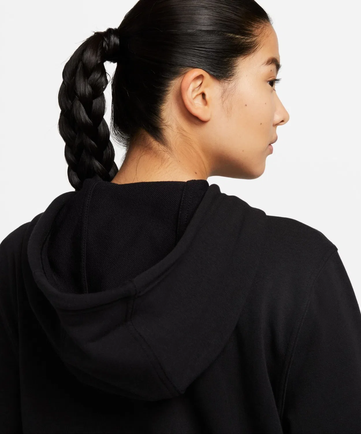 Женская флисовая кофта Nike One Dri-FIT с капюшоном, чёрная — фото 3