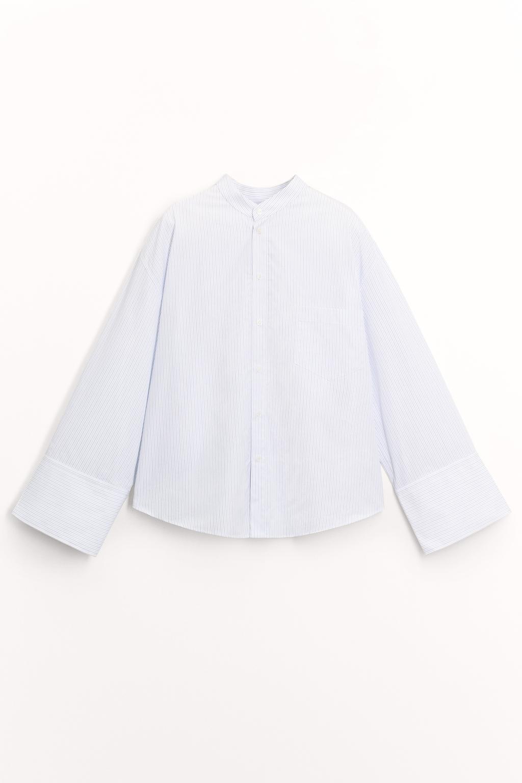 

Рубашка в полоску со стоячим воротником из коллекции zw ZARA, цвет blue/black