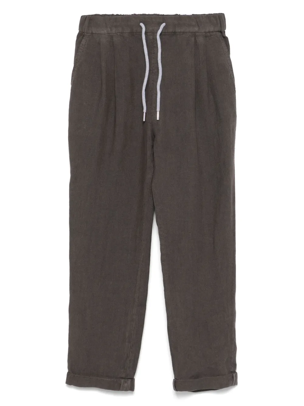 

Зауженные льняные брюки Brunello Cucinelli Kids, коричневый