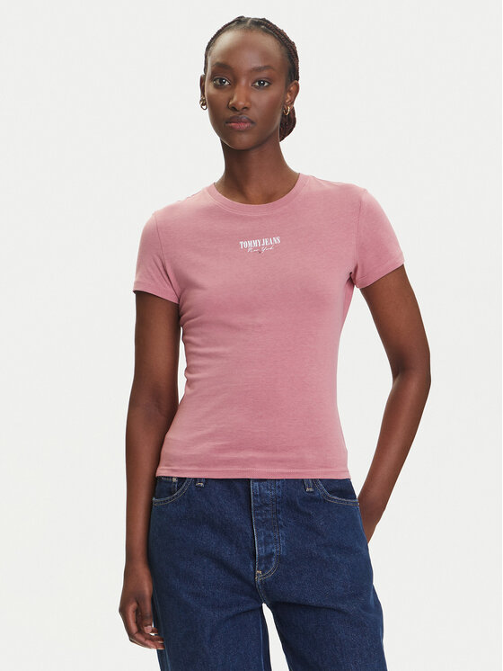 

Облегающая футболка Essential DW0DW20913 Tommy Jeans, розовый