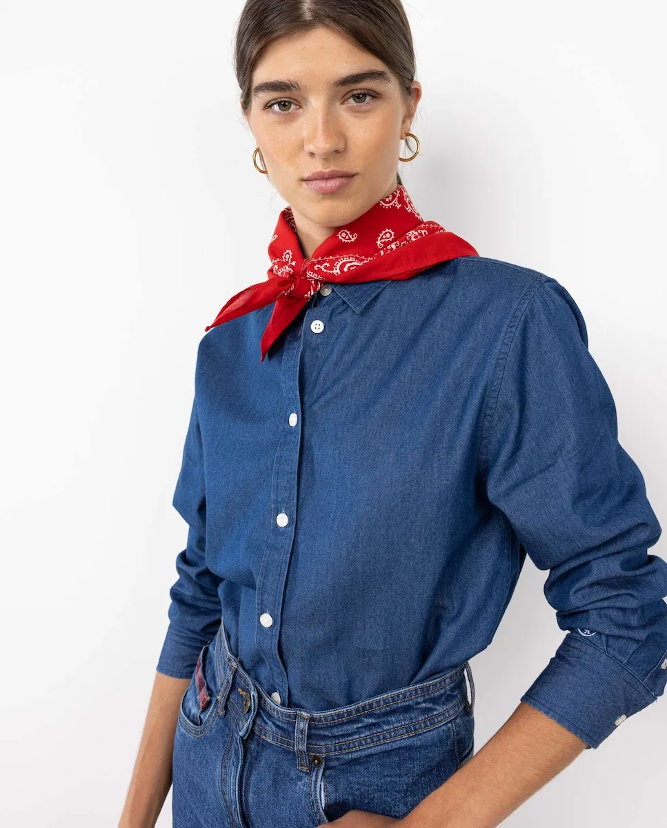 

Женская джинсовая рубашка двойного окрашивания El Ganso, синий