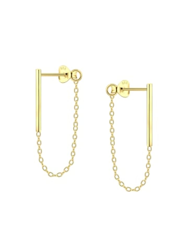 

Alexander York Серьги-гвоздики STAB с цепочкой из золота, изготовленные из серебра 925 пробы, комплект из 2 штук