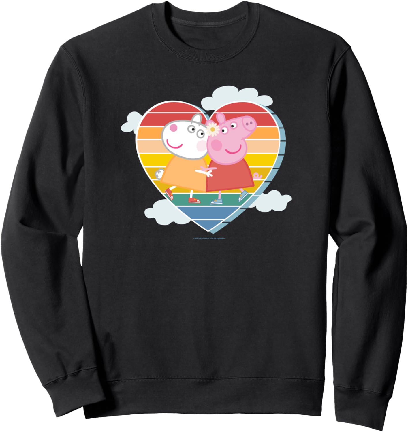 

Толстовка с изображением радуги и сердца в поддержку дружбы от Peppa Pig, черная, Черный, Толстовка с изображением радуги и сердца в поддержку дружбы от Peppa Pig, черная