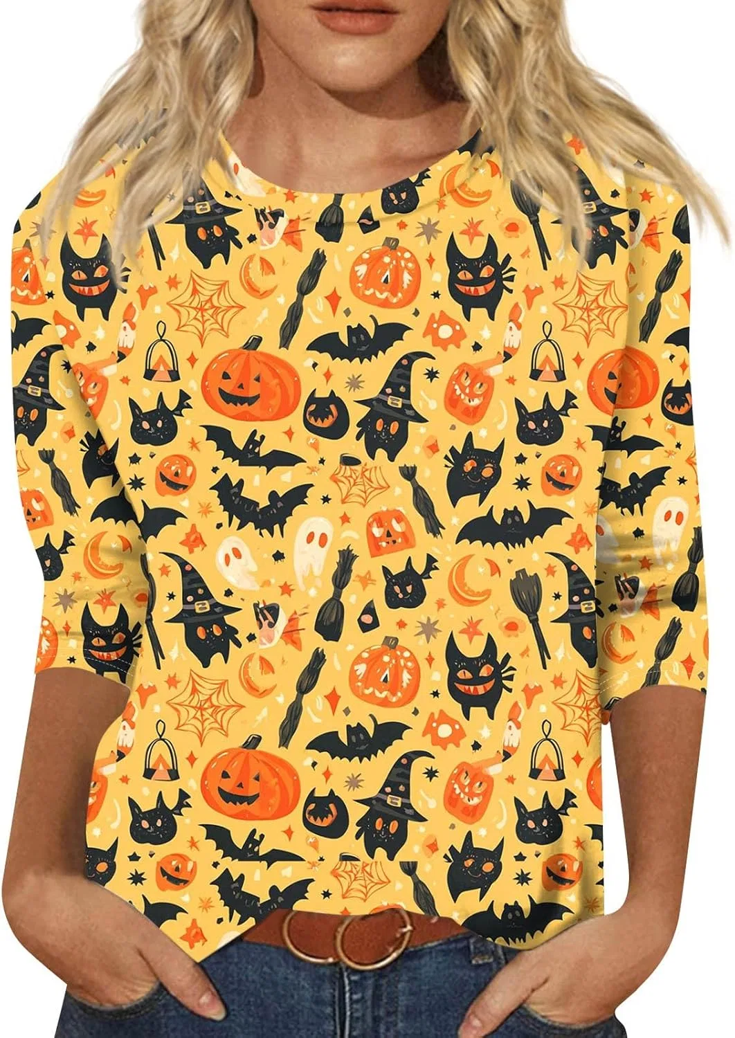 Футболка с принтом на Хэллоуин, Generic, 1-yellow