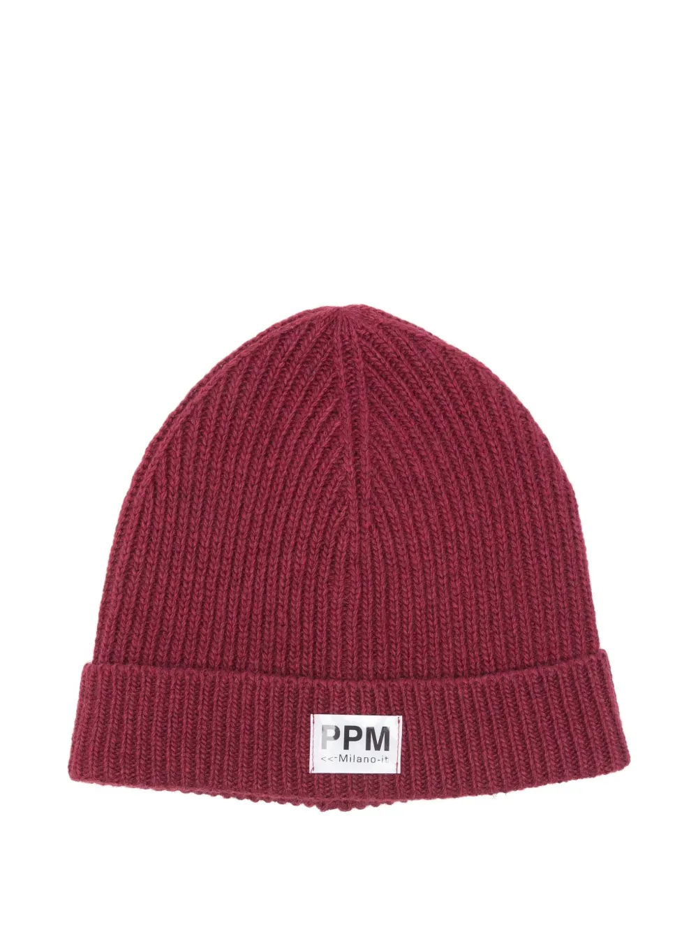 

Шапочка-бини с нашивкой-логотипом, ребристая вязка Paolo Pecora Kids, красный