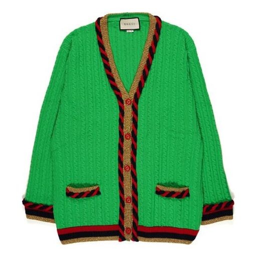 

Свитер stripe splicing loose knit cardigan green Gucci, зеленый
