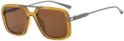 

Мужские солнцезащитные очки в стиле ретро с двойной перемычкой, квадратной формы, защита от УФ-излучения UV400, модный градиент, женские солнцезащитные очки MTZJH, C5 Tea Brown