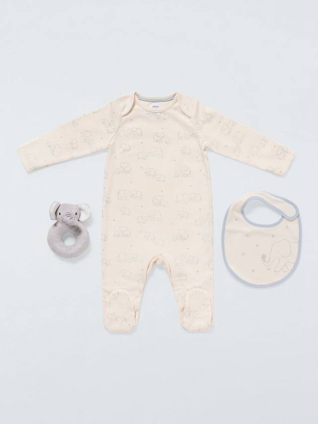 

Комбинезон для сна с детским слоненком John Lewis, Bib and Elephant Toy Gift Set