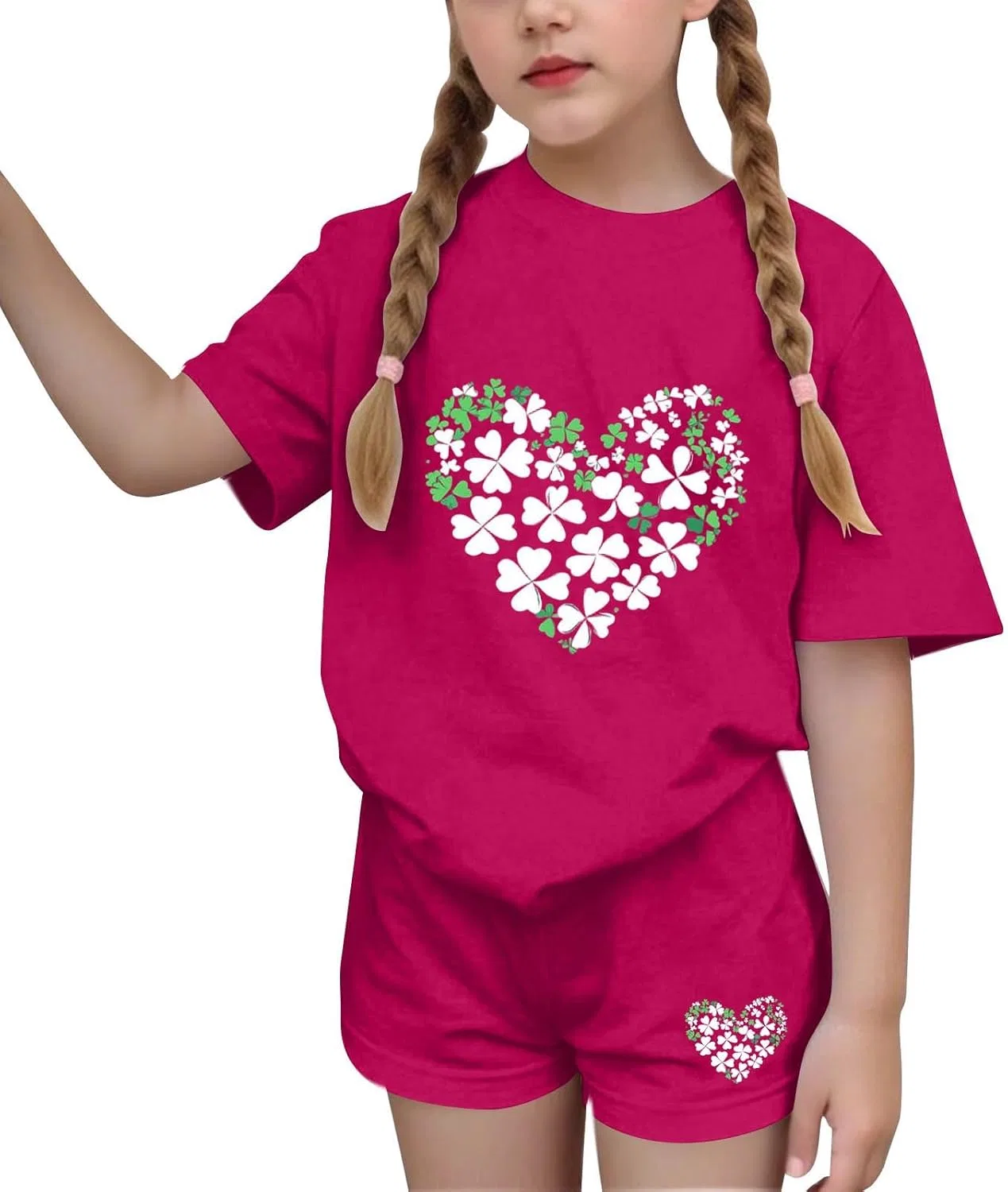 Детский спортивный костюм с принтом Love Shamrock Zzalalana, Hot Pink