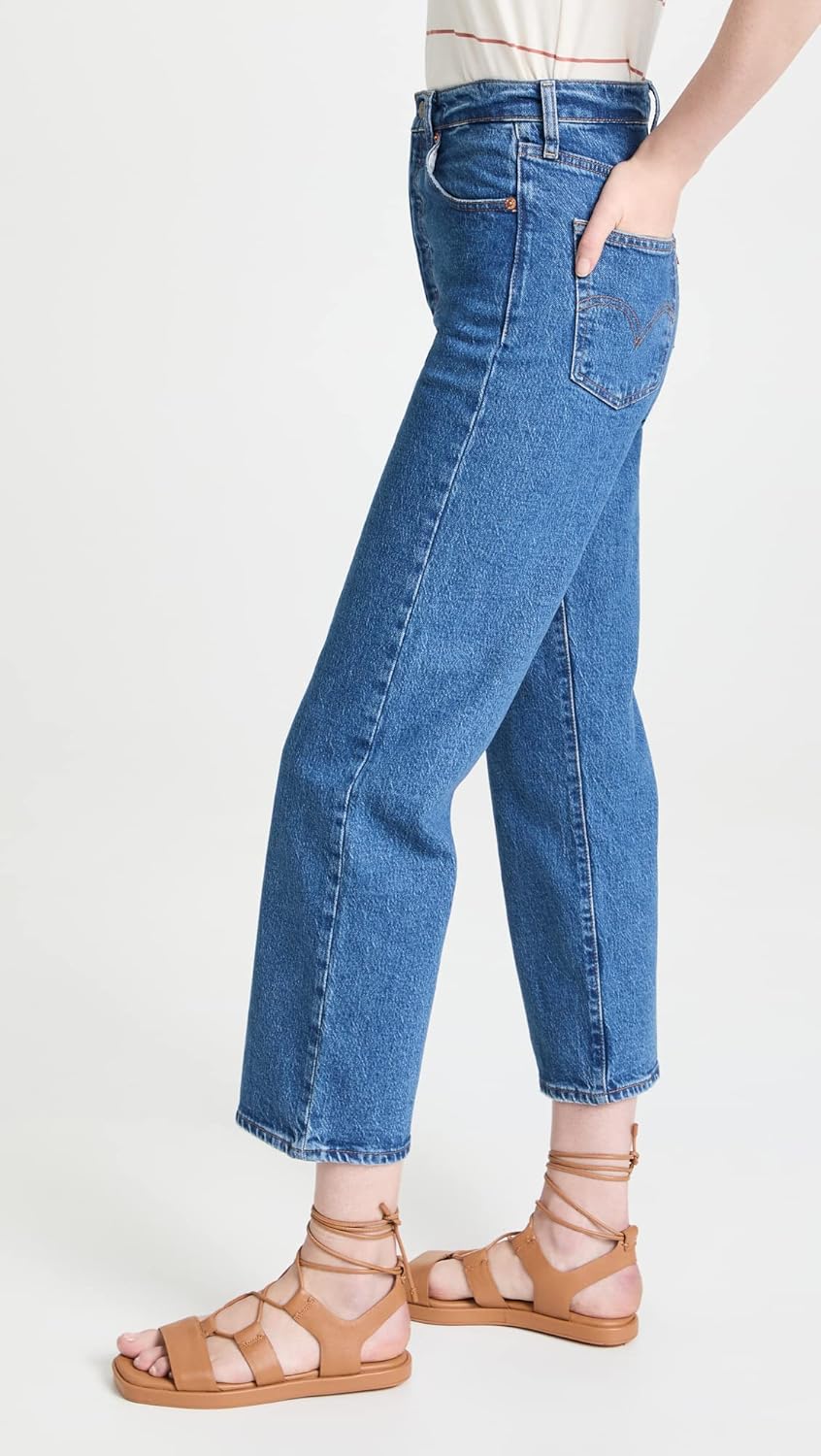 Женские джинсы Levi's Premium Ribcage Straight Ankle Jeans, Jazz Pop - Medium Indigo — фото 4