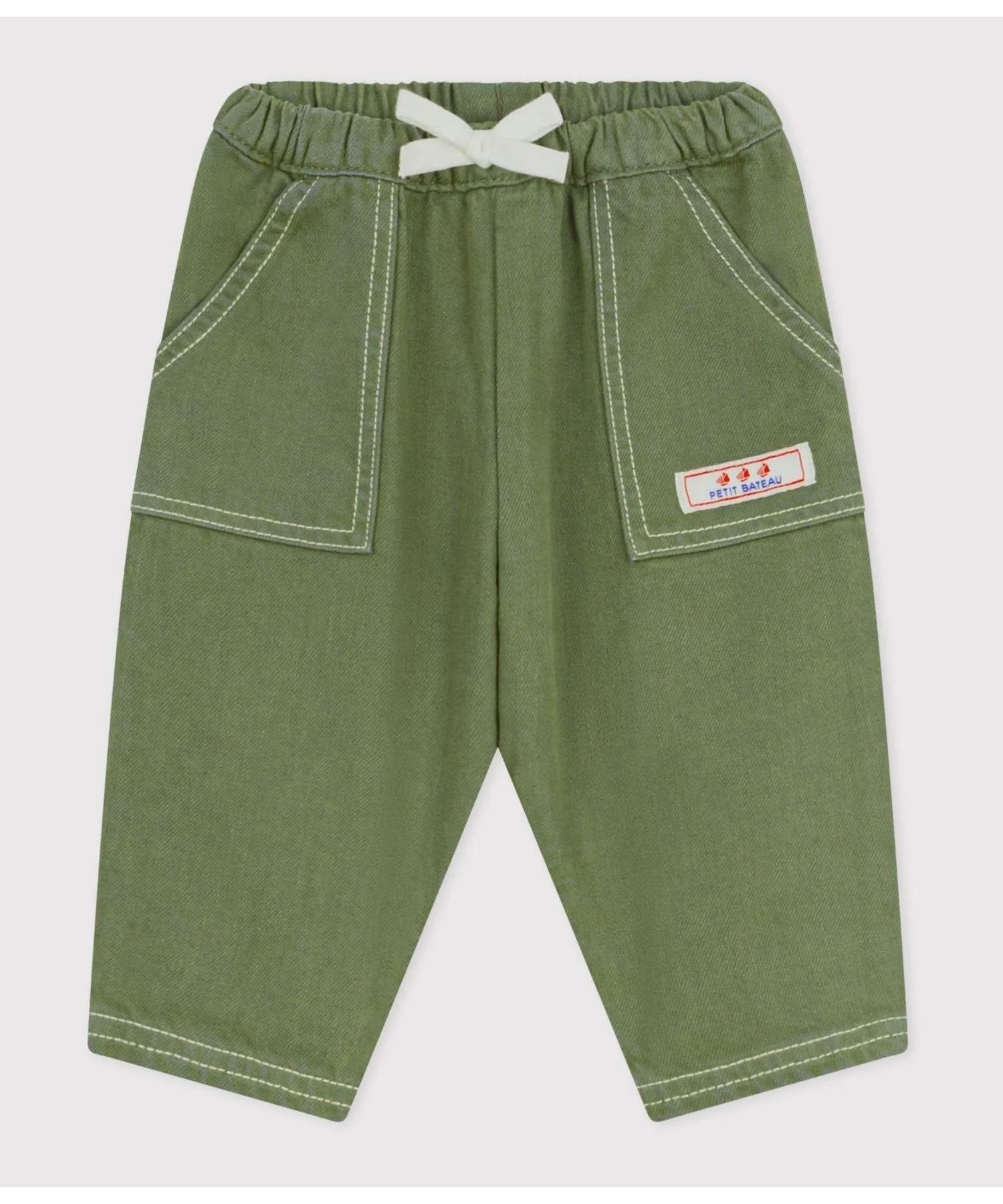 Хлопковые брюки из лиоцелла PETIT BATEAU, Khaki — фото 2
