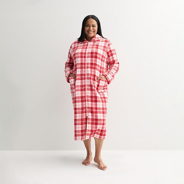 

Женский плюс длинный плюшевый халат на молнии Croft & Barrow, Jolly Plaid