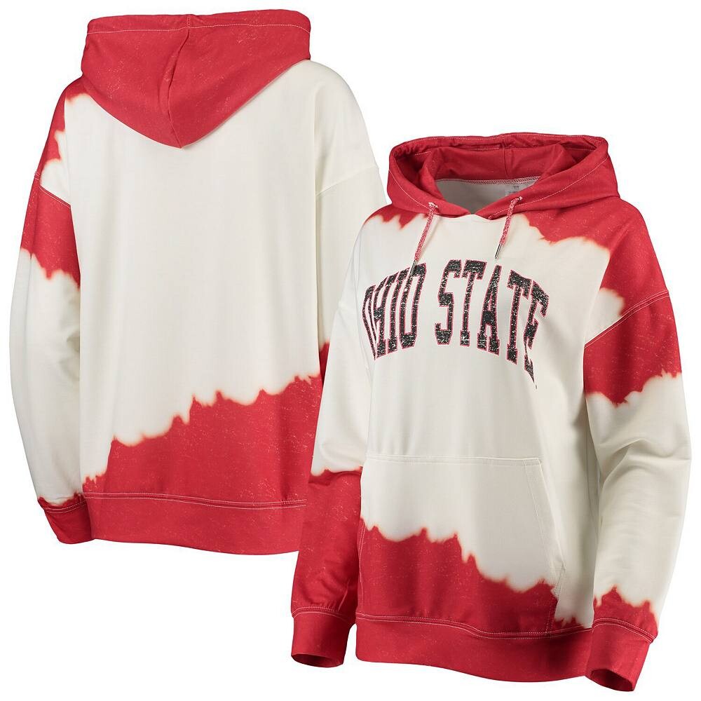 

Женский пуловер с капюшоном Gameday Couture белого/алого цвета Ohio State Buckeyes For the Fun, окрашенный двойным погружением, цвет Osu White