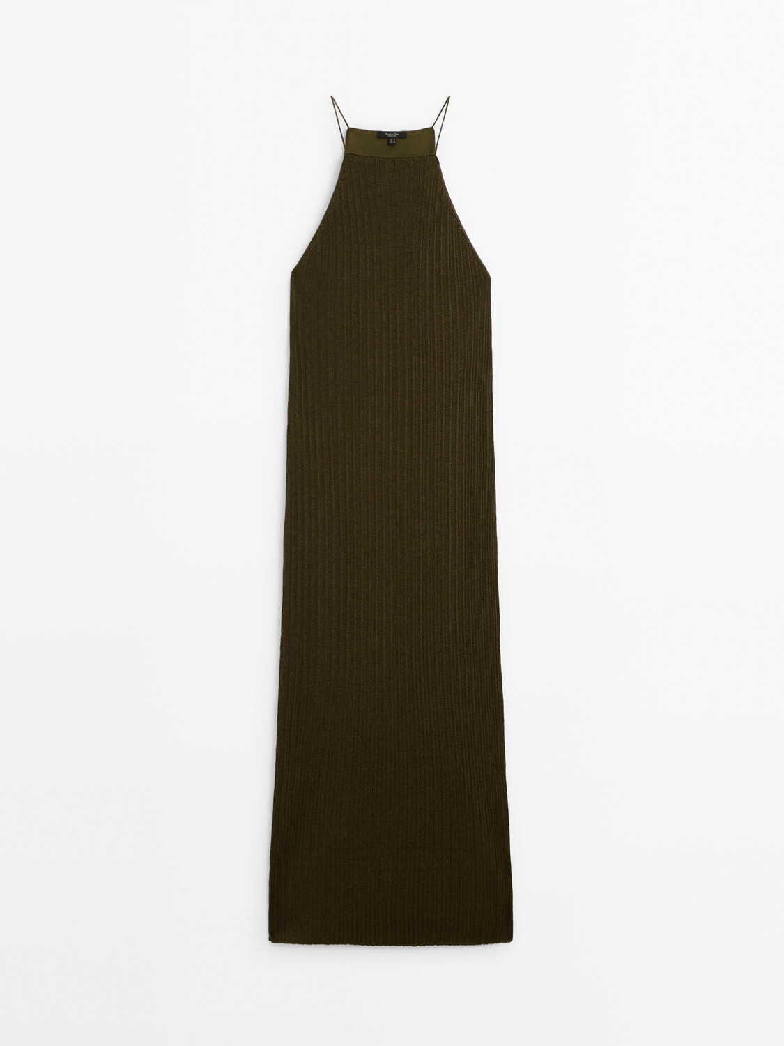 

Длинное трикотажное платье в рубчик Massimo Dutti, зеленый