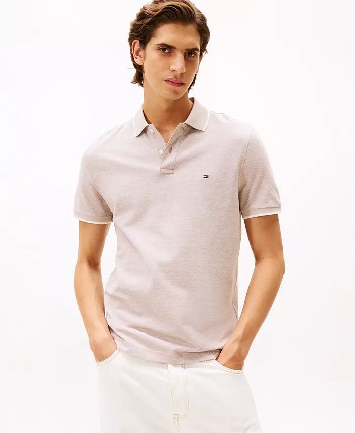 

Мужская поло Regular-Fit с контрастной отделкой из льна Tommy Hilfiger, загар/бежевый