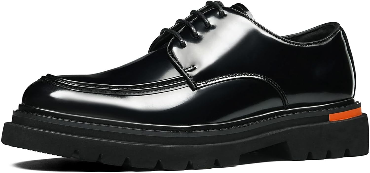 

Мужские классические туфли Дерби U-образный носок 4-шнурка для офиса и повседневной носки, из лакированной кожи, формальные туфли для мужчин 66306 Windhana, черный