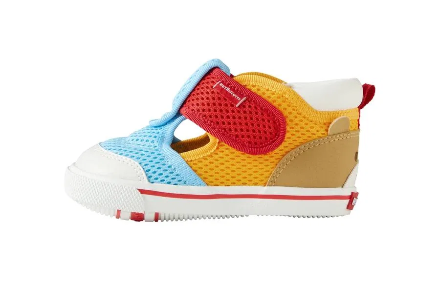 Детские кроссовки Baby Anti Kick And Breathable Low top, синий, желтый, красный, сделано в Японии MIKI HOUSE, Blue Yellow Red