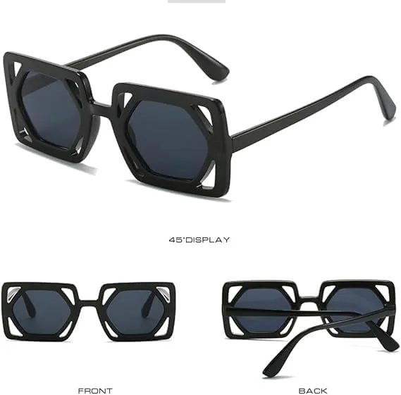 

Солнцезащитные очки для мужчин и женщин - защита UV400 - большая полая оправа с градиентными линзами для занятий спортом на открытом воздухе и вождения QWBSER, 1