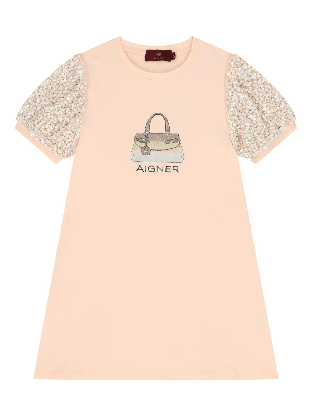

Повседневное платье с логотипом на сумке, украшенное пайетками Aigner Kids, нейтральный