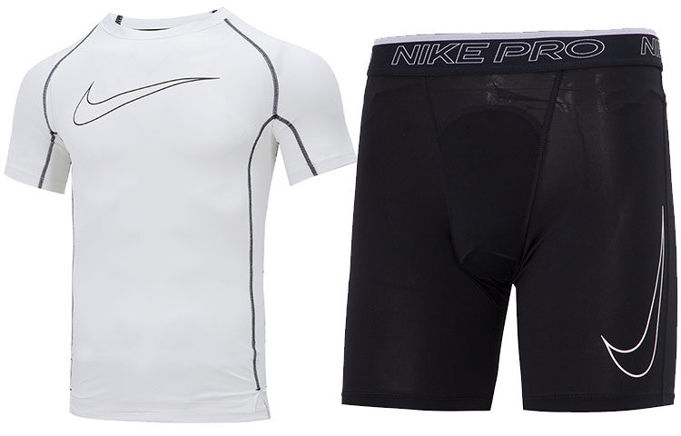 

Мужская повседневная спортивная одежда, круглый вырез, умеренный размер Nike, белый top+черный pants