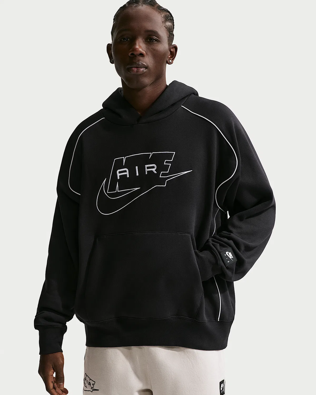 Мужская флисовая худи-пуловер Nike Air, Black/White/White