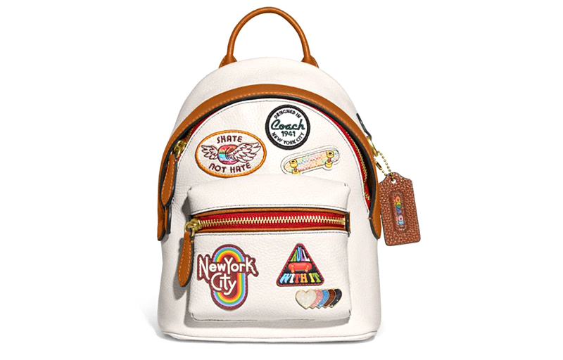 

Кошевая кожаная сумка-рюкзак малого размера женская экрю/хаки COACH