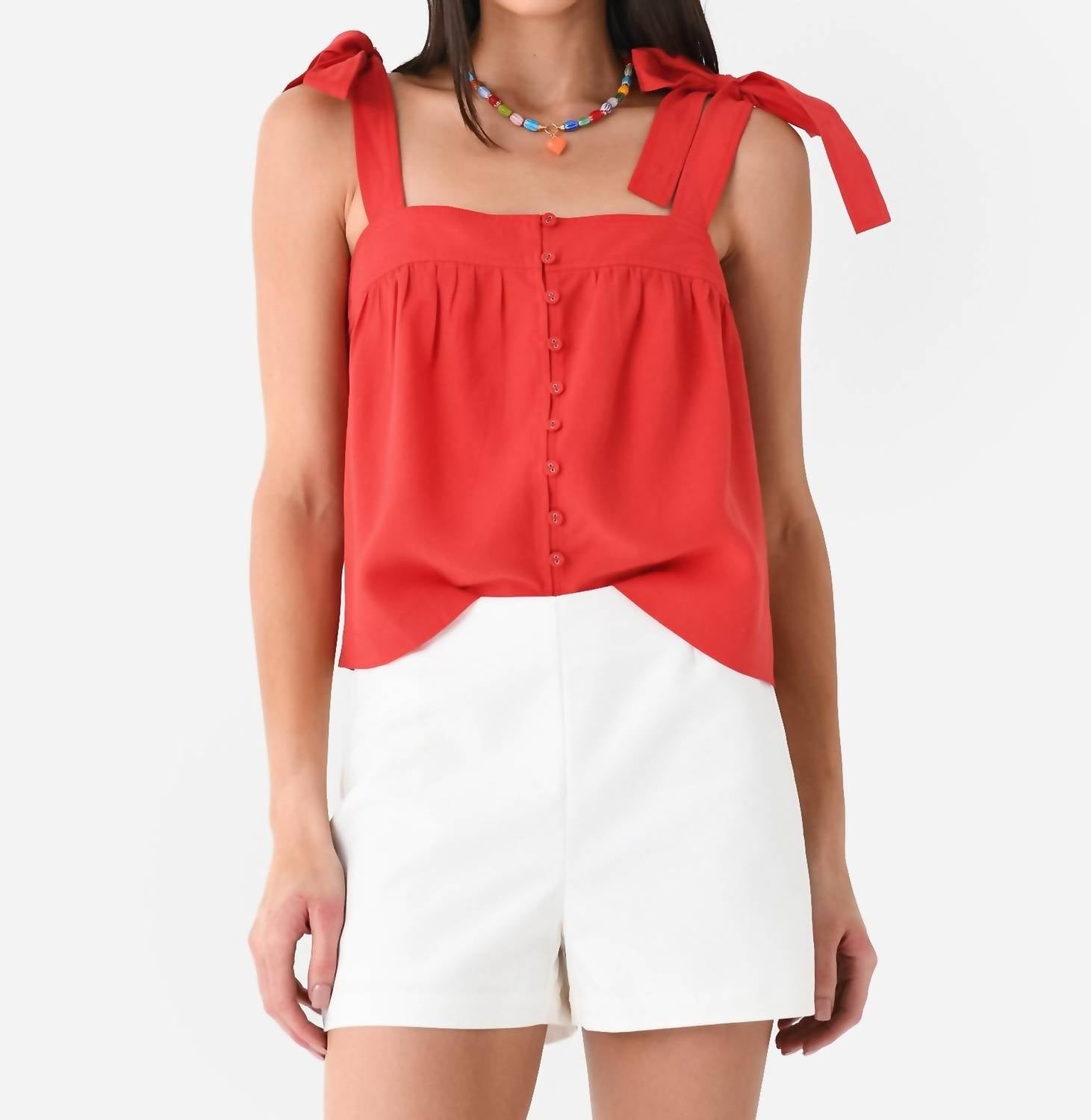 

Топ Vera Tie Shoulder в томатном цвете GREYLIN, цвет tomato