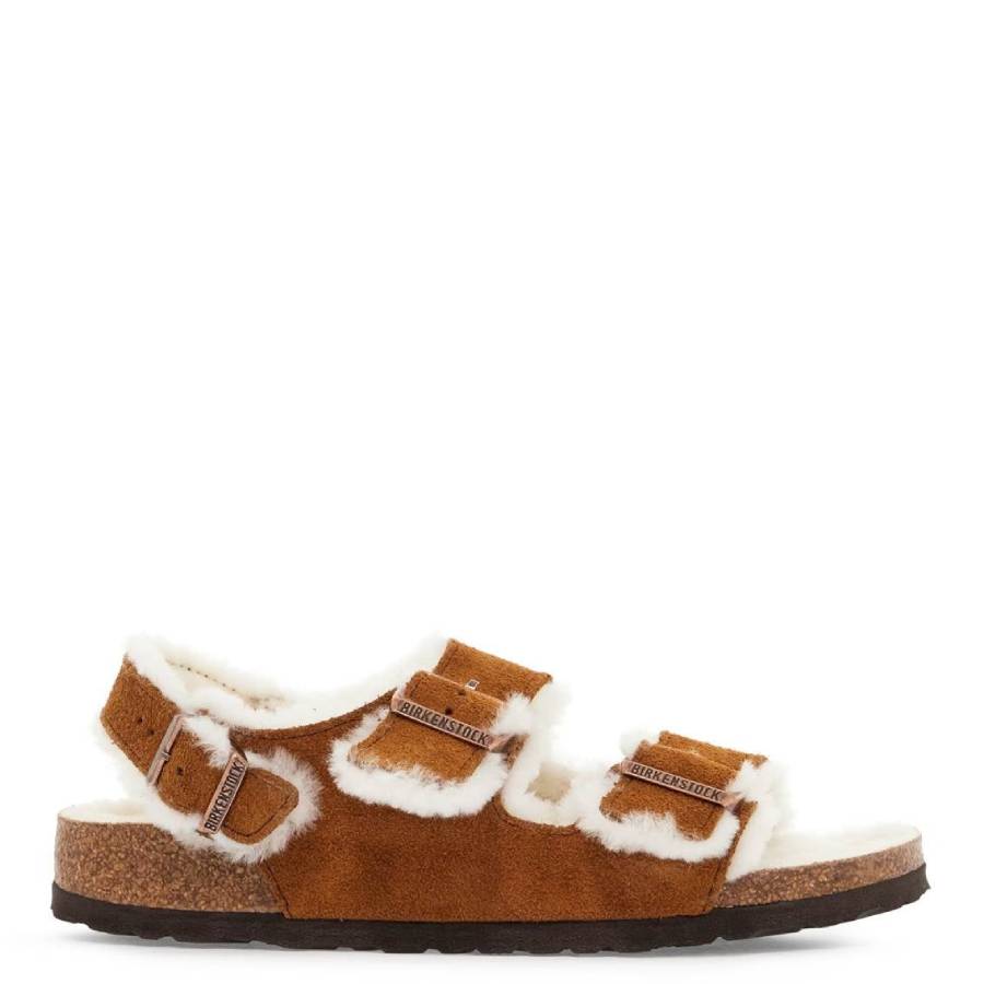 Женские сандалии Birkenstock Mink Milano из замши с овчиной, Mink