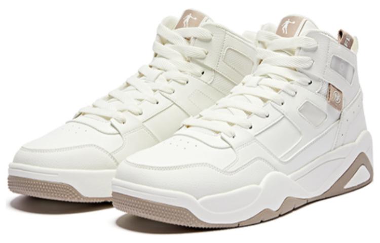 

Антискользящие износостойкие высокие скейтбордские кроссовки мужские бело-коричневые QIAODAN