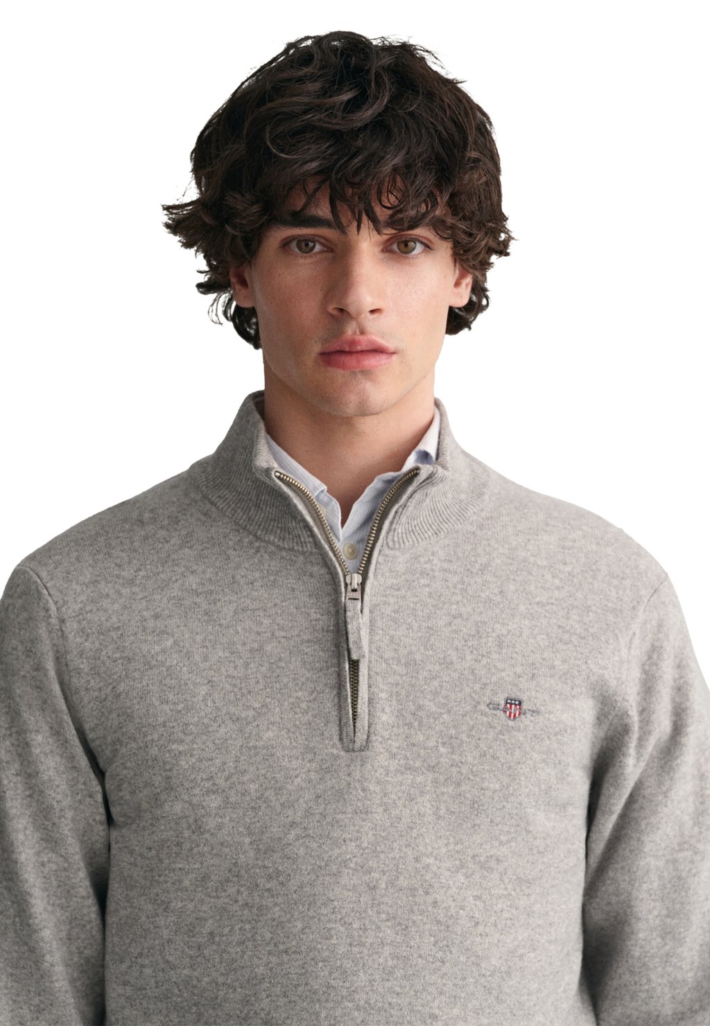 

Свитер SUPERFINE HALF-ZIP GANT, пятнистый серый